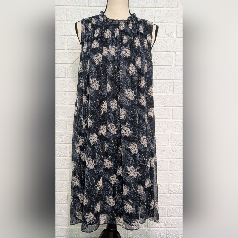 NWT Joie Baltic Print Mini Sleeveless Dress Sz Large Sheer Chiffon Flowy Blue - Picture 1 of 12